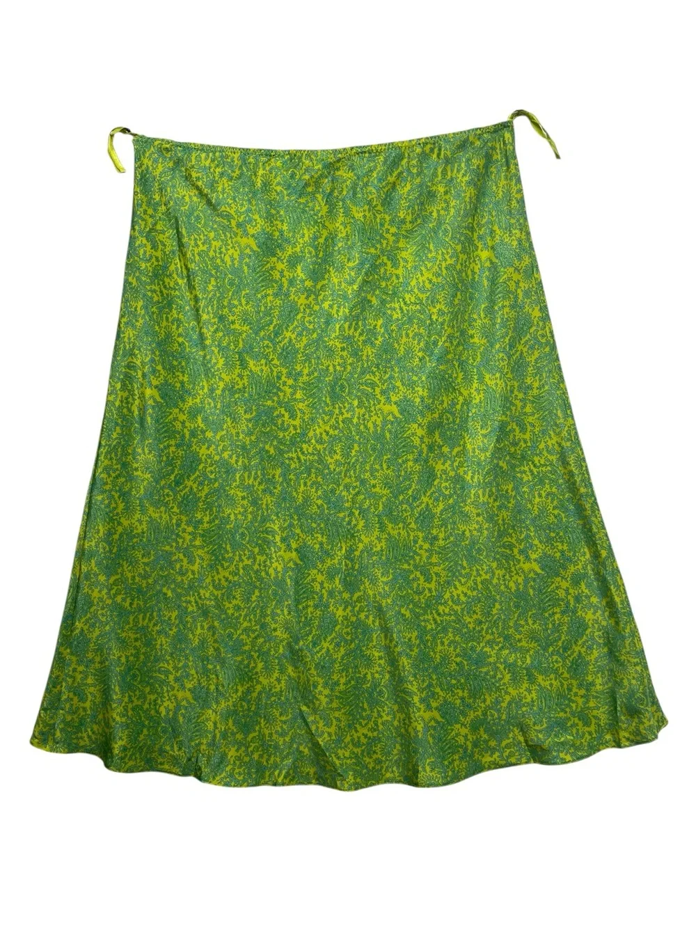GAP Silk Paisley Midi Skirt LG Green Flippy print Teal 90s Hippie Boho Y2K